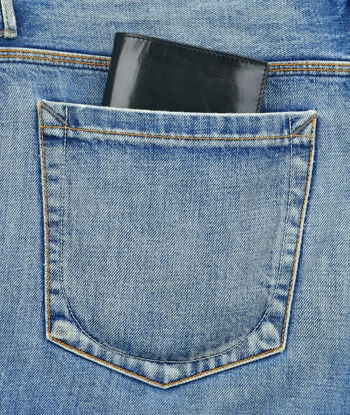 Bolso traseiro de calça jeans com carteira — Fotografia de Stock