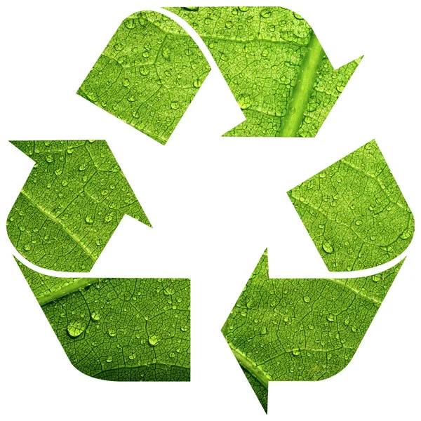 Recycle symbol with leaf — Stock Photo, Image