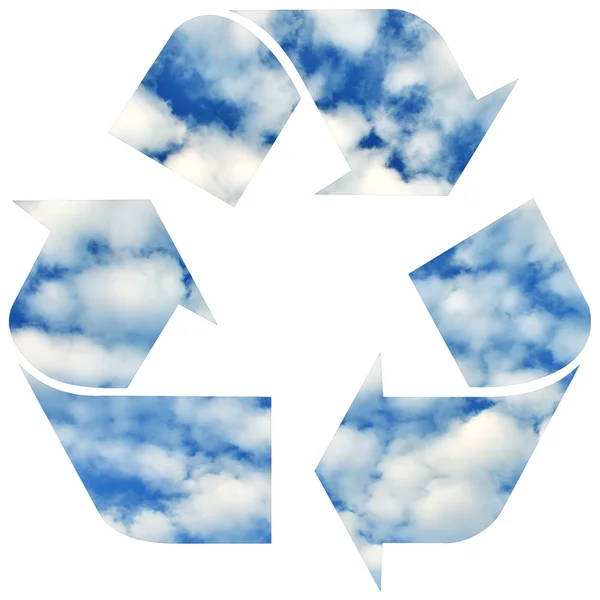 Recycle symbol with sky and clouds — Stock Photo, Image