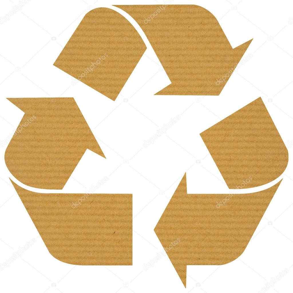 Recycle logo with reused paper
