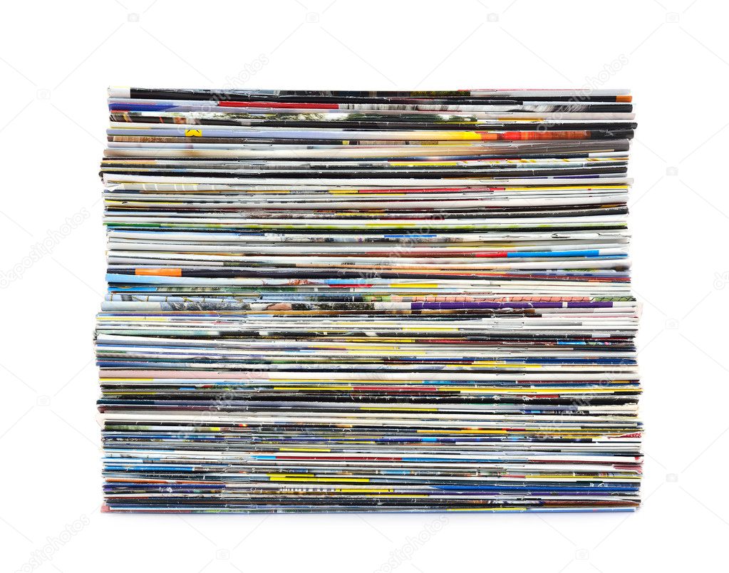 Stack of colorful magazines