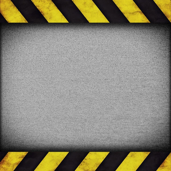 Warning stripes background with rusty plate — Stock Photo, Image