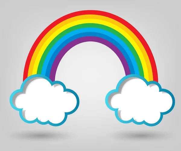 Poster template. clouds and rainbow — Stock Vector
