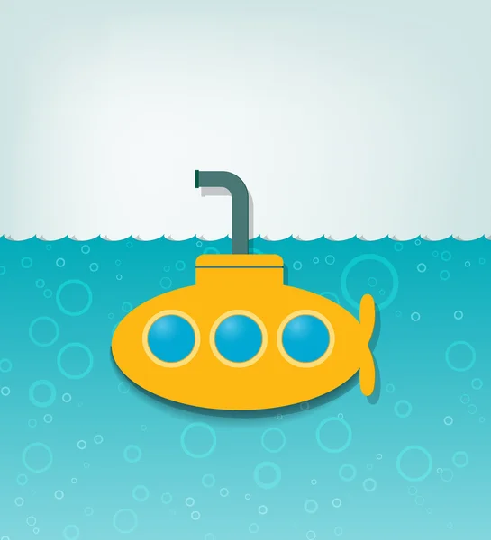 Ilustração com um submarino amarelo —  Vetores de Stock