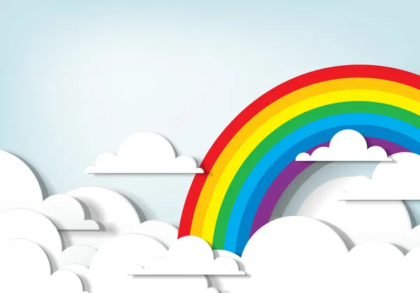 Arco iris y nubes — Vector de stock