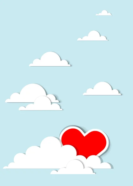 Hjärtat i molnen — Stock vektor