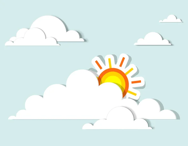 Sol en las nubes — Vector de stock