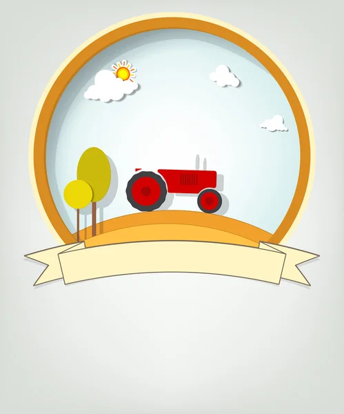 Emblem with tractor — Stock Vector