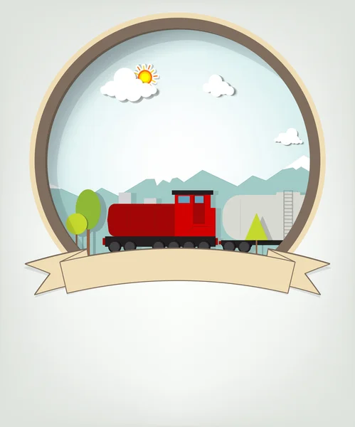 Emblema con trenembleem met trein — Stockvector