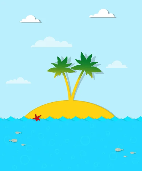 Ön med palmer på havet — Stock vektor