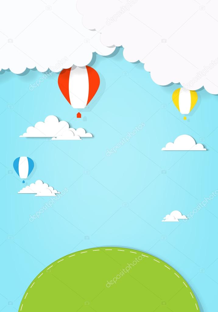 Air balloons flying over land