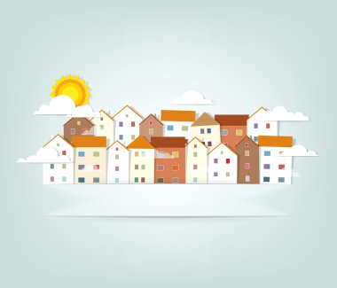 Panorama kasaba. vektörel banner