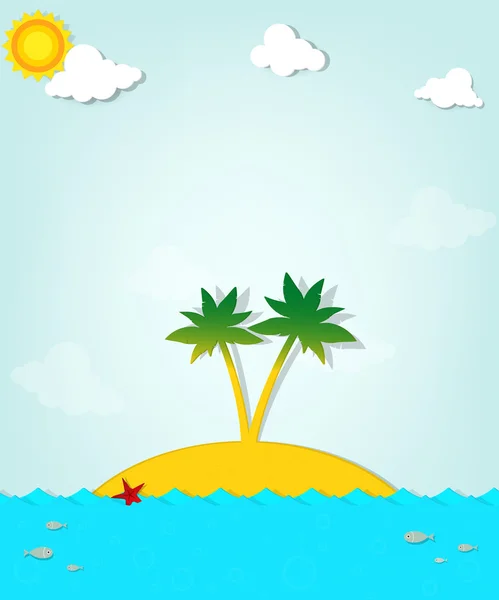 Isla con palmeras en el mar — Vector de stock