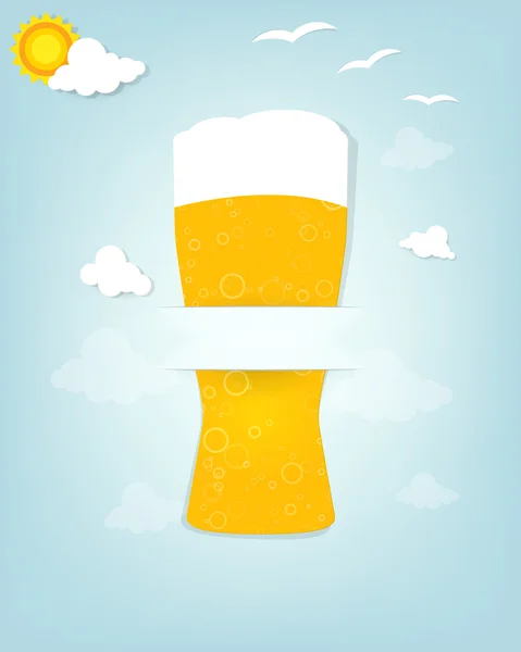 Affiche créative avec un verre de bière — Image vectorielle