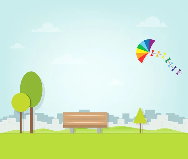 Kite flying over the park — Stock Vector