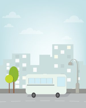 otobüs ile şehir etrafında gidiyor. vektör resim