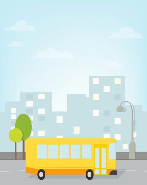 Busfahrten durch die Stadt. Vektorbild — Stockvektor