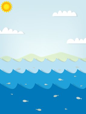 Kağıt deniz manzarası ile balık