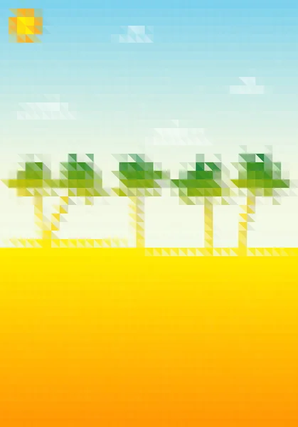 Pixel palmera paisaje — Vector de stock