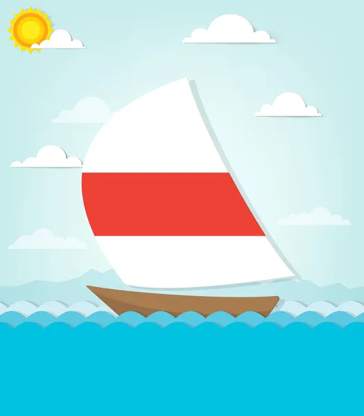 Navire navigue sur la mer — Image vectorielle