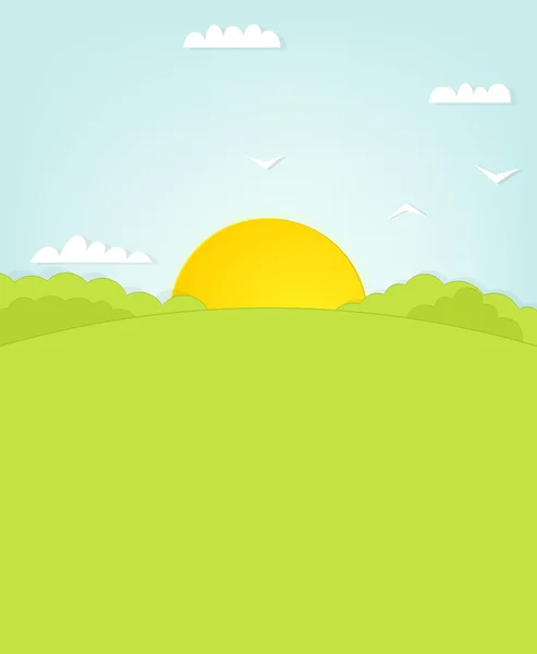 Sunrise over the hill — Stock Vector