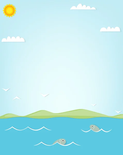 Peces en el lago — Vector de stock