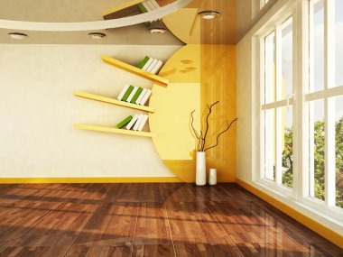 büyük pencere ve yaratıcı raf