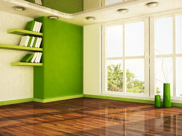 Дизайн интерьера сцены с большим окном
,