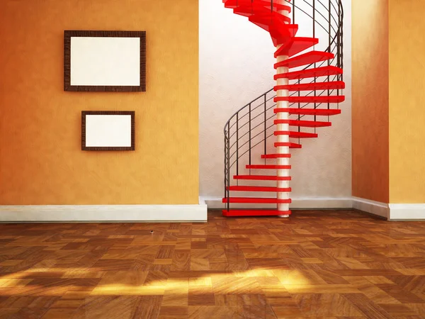 Beautiful spiral staircase in the room — Stock Photo, Image