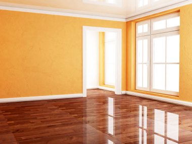 çok penceresi olan boş oda,