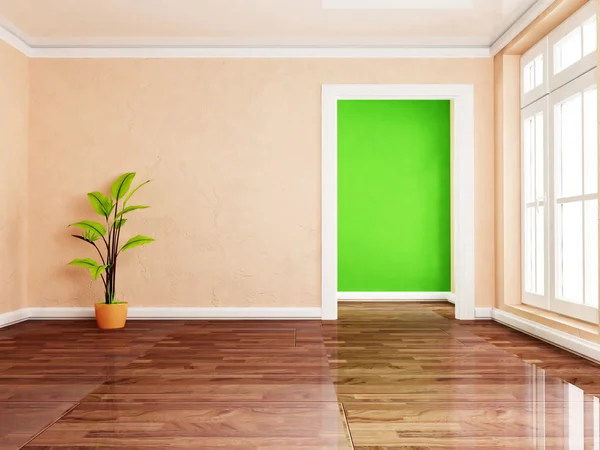 A green plant in the empty room — Stock Photo, Image