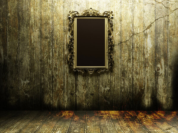 Antique mirror in a dark room