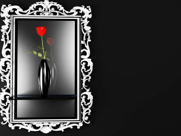 Rudá růže v temné váza — Stock fotografie