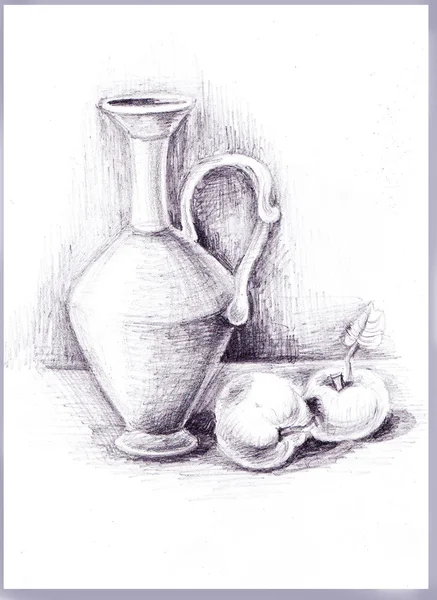 2 つのリンゴと花瓶 — ストック写真