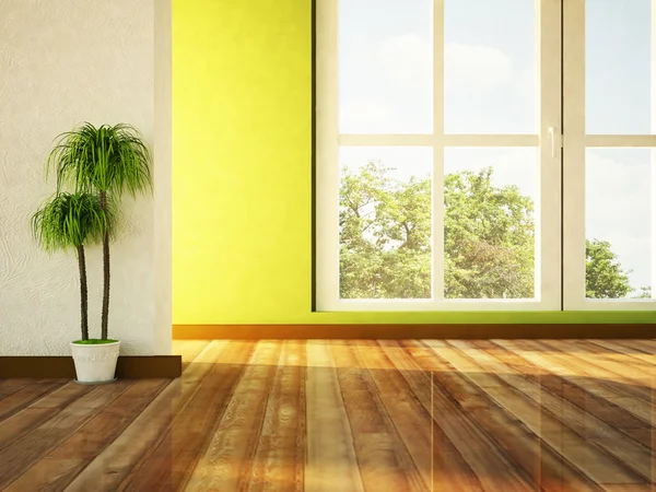 Big window and a plant — Stock Photo, Image