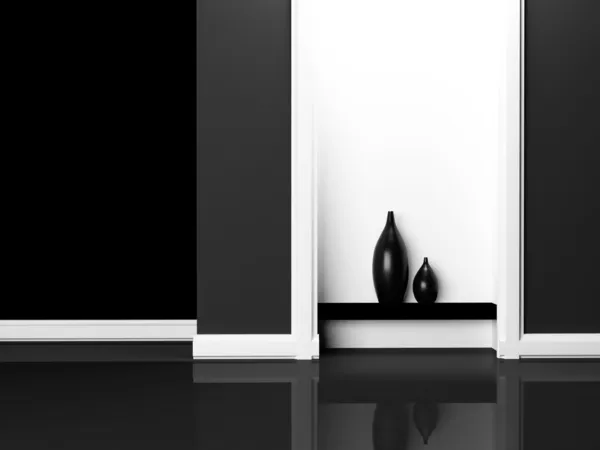 Zwei schwarze Vasen im Regal — Stockfoto