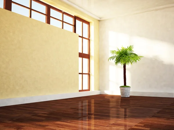 Ein kreatives Fenster und eine Pflanze — Stockfoto
