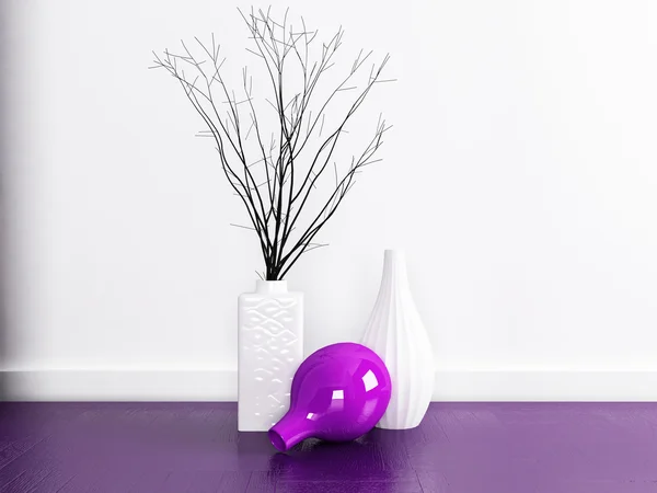 Tre vaser på golvet — Stockfoto