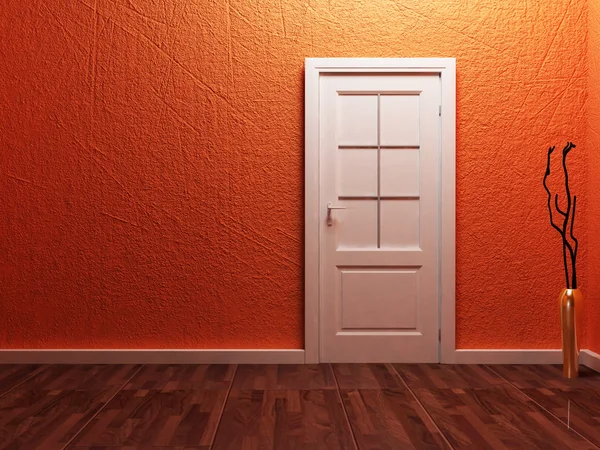 Белая дверь в пустой комнате — стоковое фото