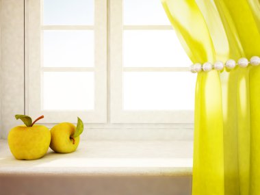 Two apples on the windowsill clipart