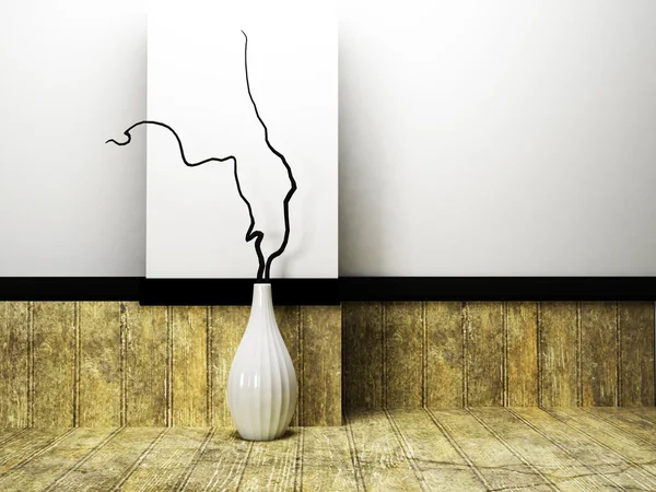 Az üres szobában a brunches egy váza — Stock Fotó