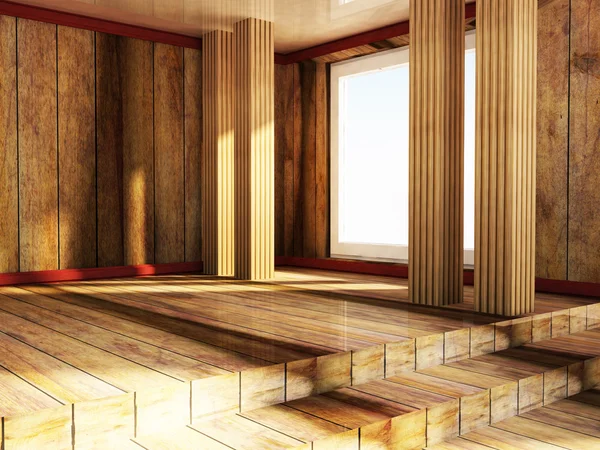 Порожня мансардна дерев'яна кімната — стокове фото