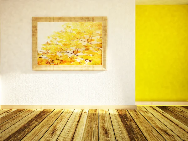 Яркая комната в желтых тонах — стоковое фото