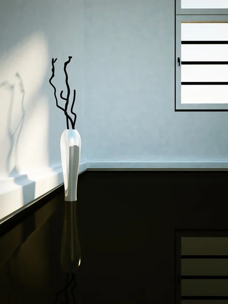Металлическая ваза в пустой комнате — стоковое фото