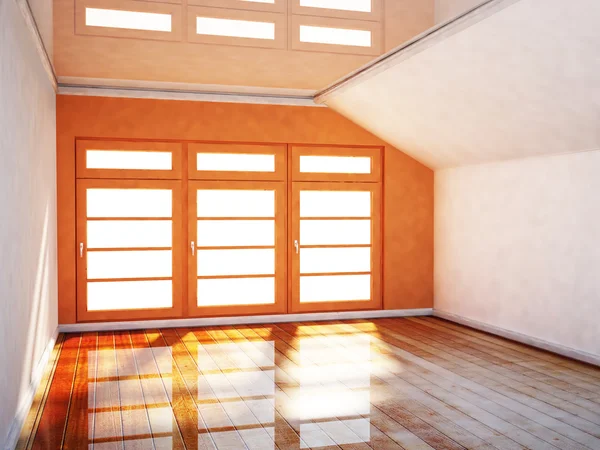 Empty room in orange and white colors — Stock Photo, Image