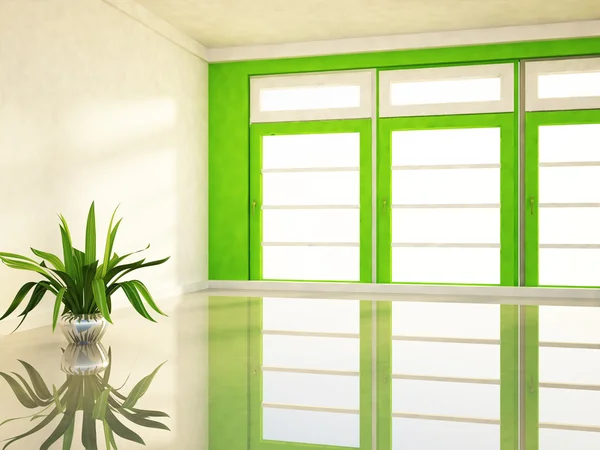 Big window and a plant — Stock Photo, Image