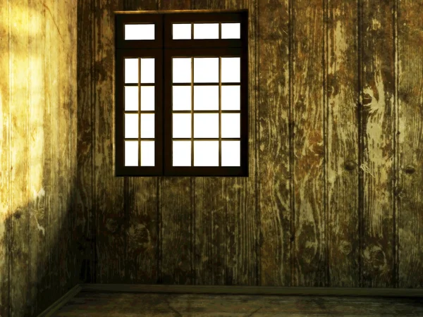 Boş pencere ile karanlık bir odada — Stok fotoğraf