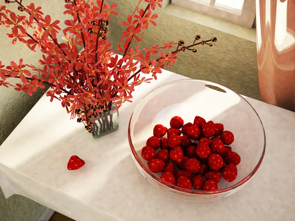 Fraises appétissantes sur la table dans l'assiette — Photo