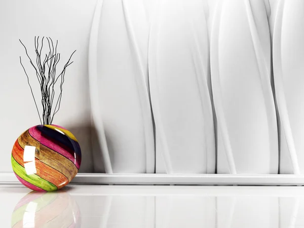 Färgad vas är i white room — Stockfoto