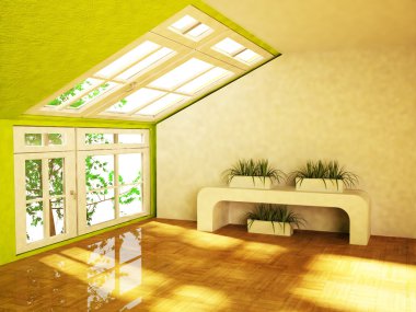 room with the green plants clipart